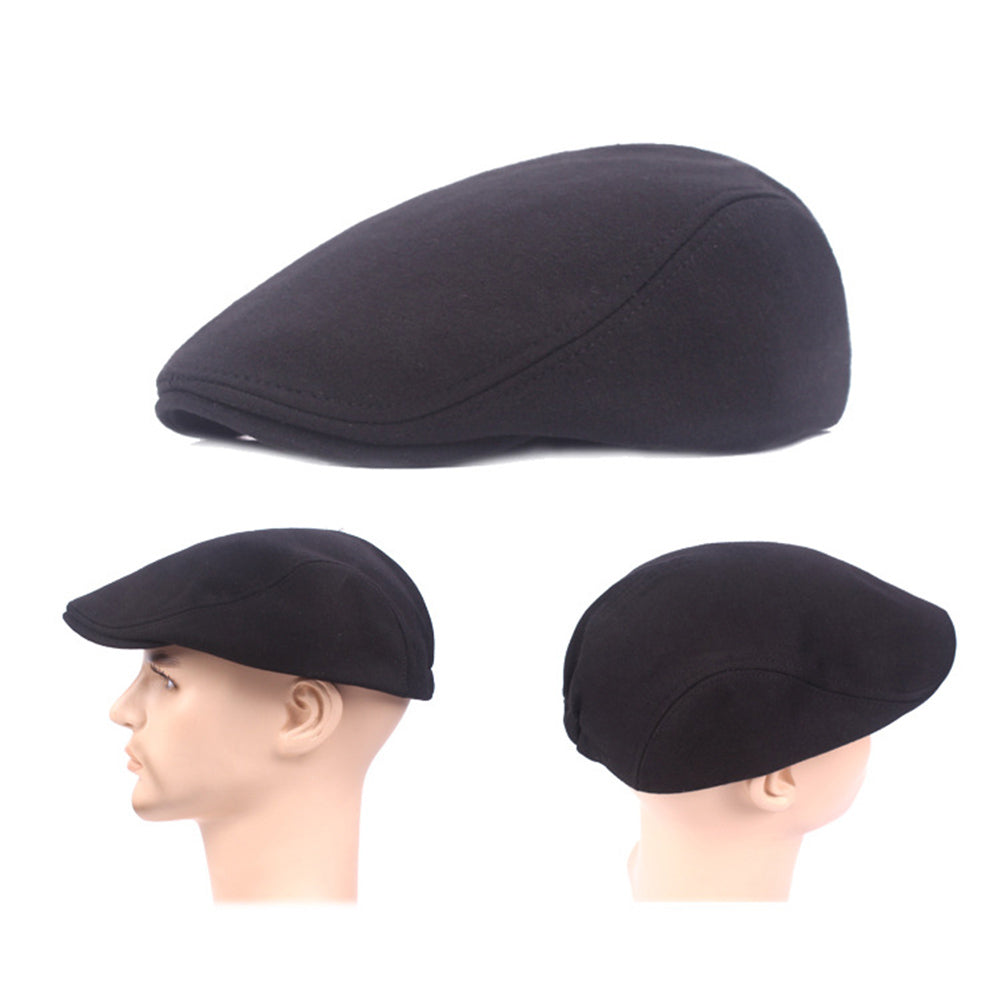 Vintage Men Solid Color Cotton Newsboy Cap Flat Beret Outdoor Sports Sun Hat