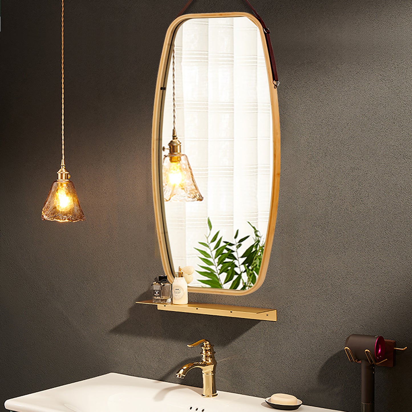 39" x 18" Oval Wall Mirror, Clear