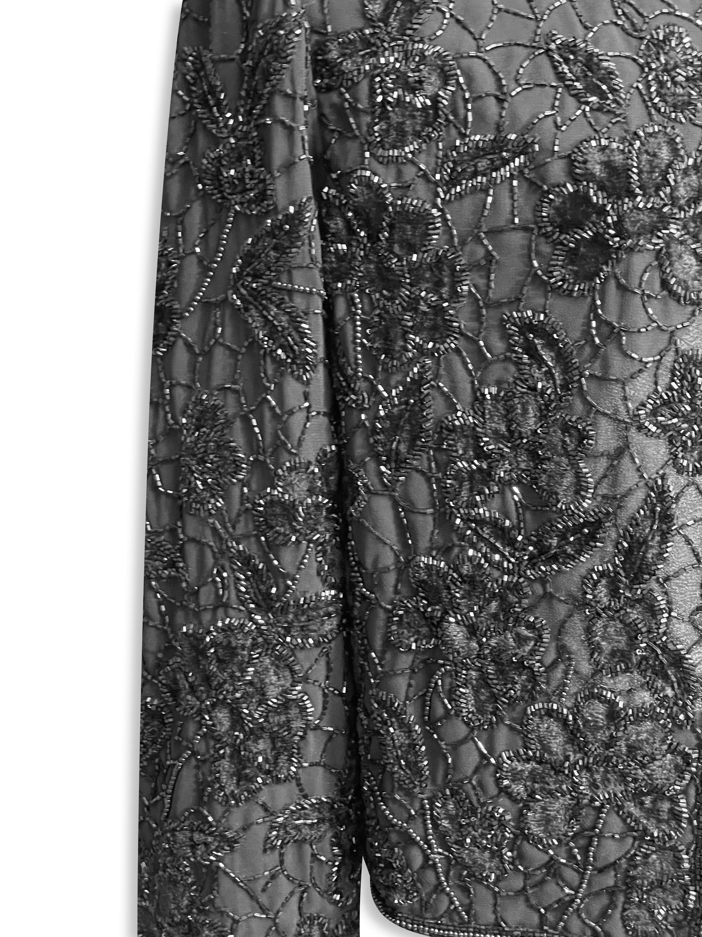 Moonlite Vintage Beaded Womens Jacket Size large black beading, Black on Black