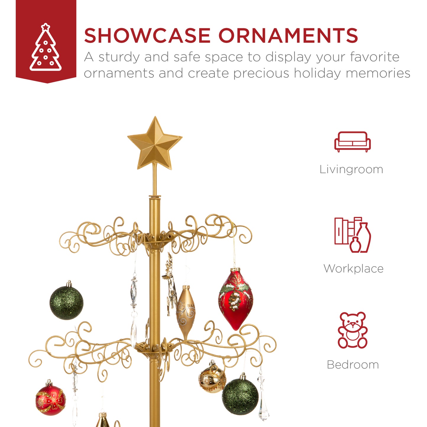 3ft Wrought Stand Iron Ornament Display Christmas Tree