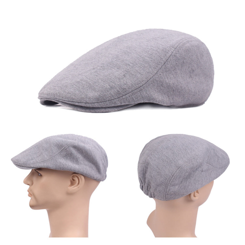 Vintage Men Solid Color Cotton Newsboy Cap Flat Beret Outdoor Sports Sun Hat