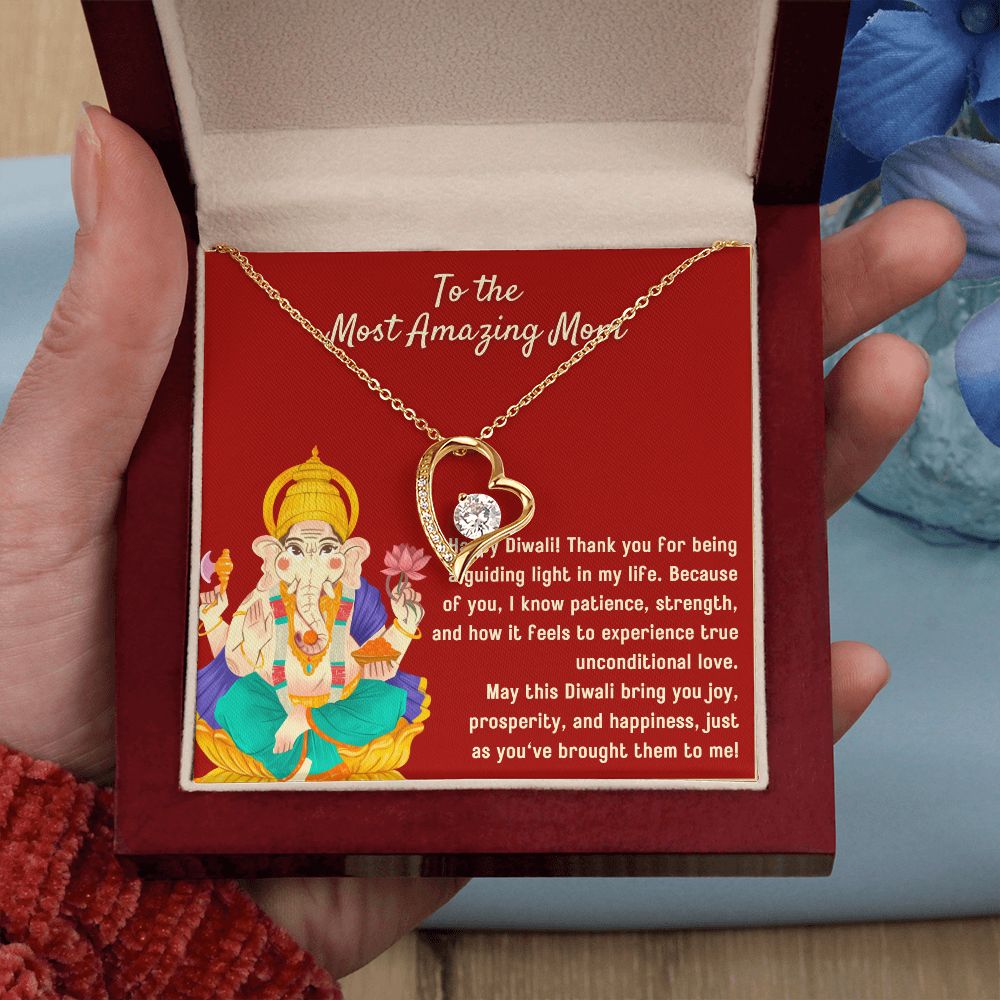 To The Most Amazing Mom, I Forever Love You Necklace Blessed by Lord Ganesh Diwali Necklace