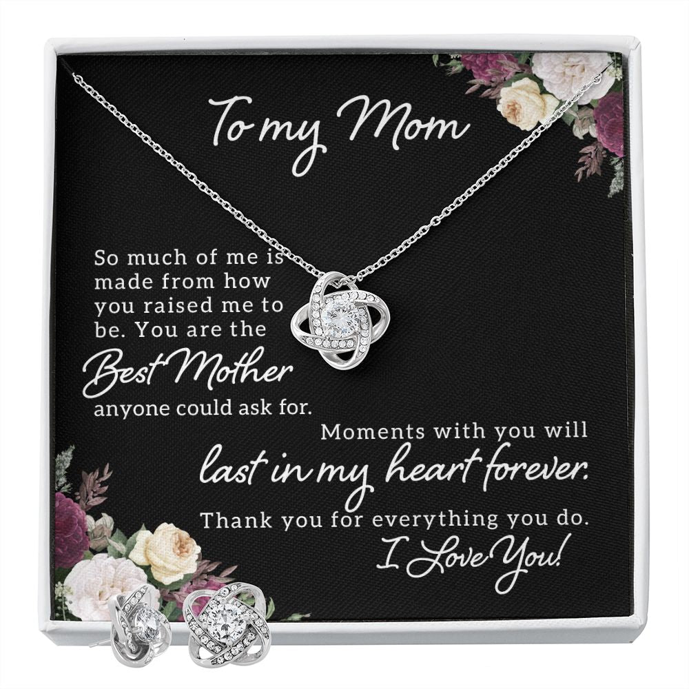 To My Mom-So much of me Love Knot Earring & Necklace Set