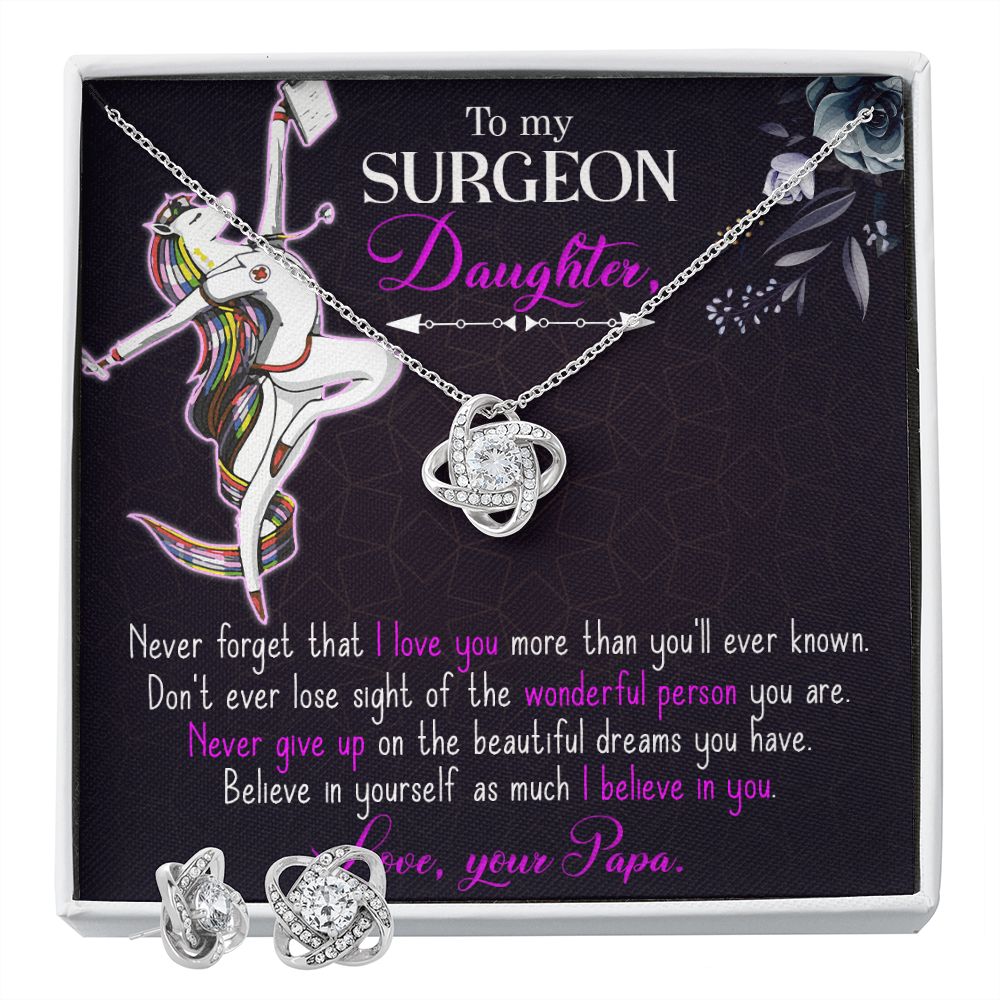 To my surgeon daughter Love Knot Earring & Necklace Set