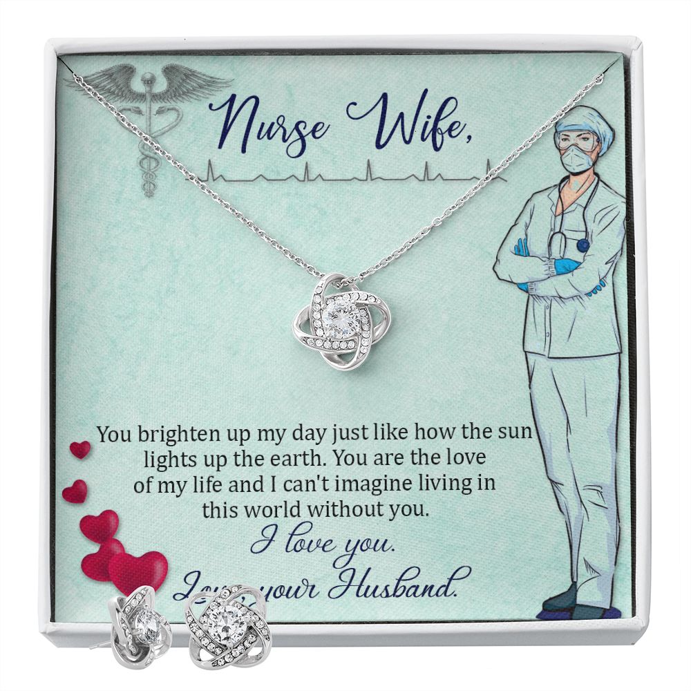 To my nurse wife Love Knot Earring & Necklace Set