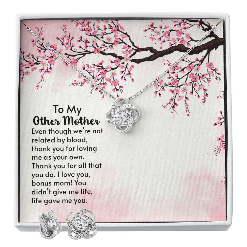 To My Other Mother Love Knot Earring & Necklace Set