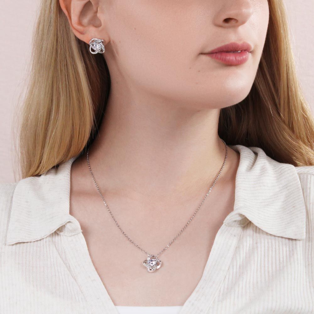 To My Lovable Grandmother Love Knot Earring & Necklace Set