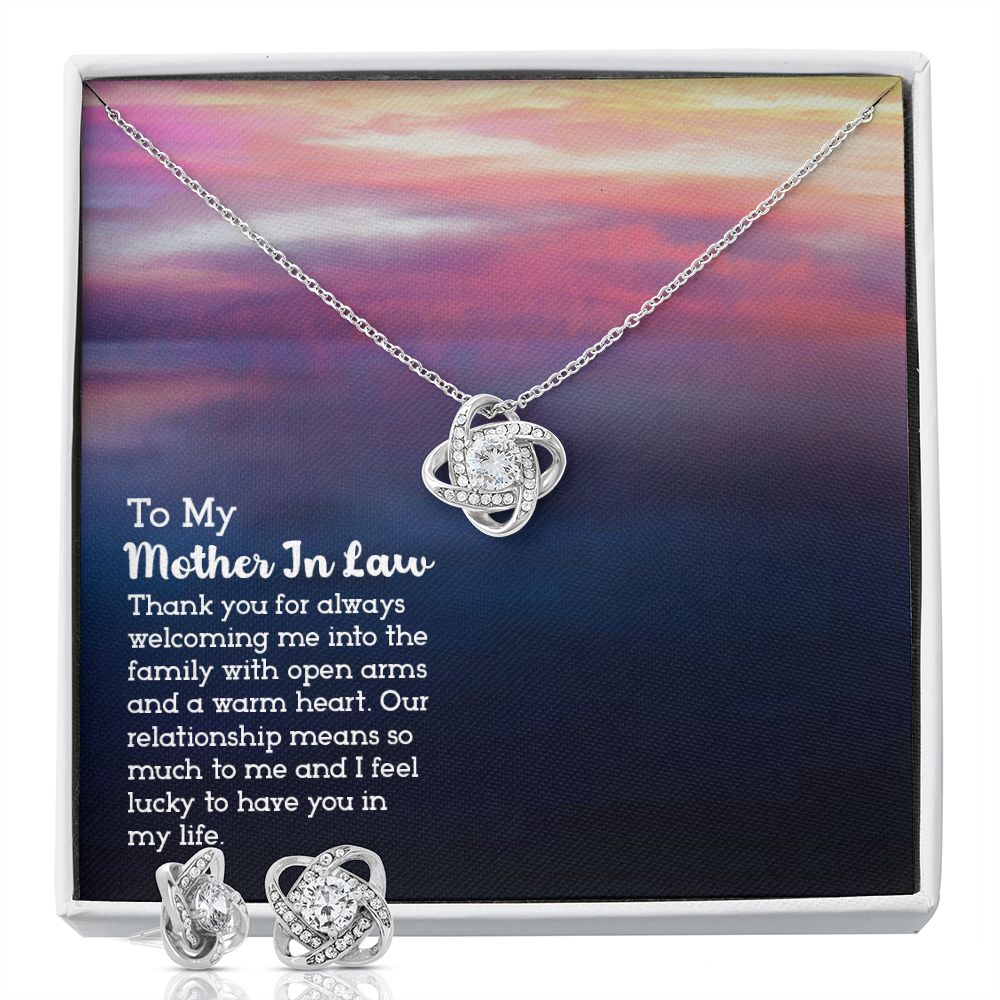 To My Mother in law Love Knot Earring & Necklace Set