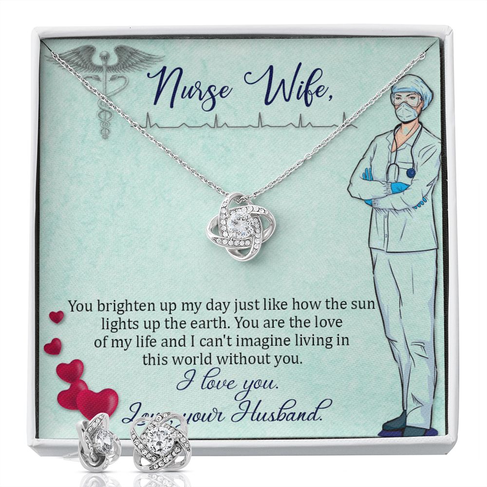 To my nurse wife Love Knot Earring & Necklace Set