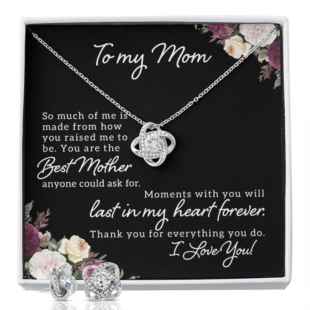 To My Mom-So much of me Love Knot Earring & Necklace Set
