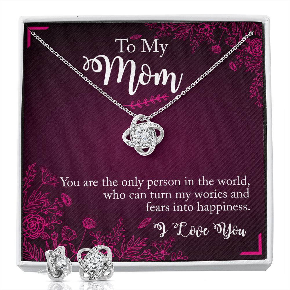 To My Mom you are the person Love Knot Earring & Necklace Set