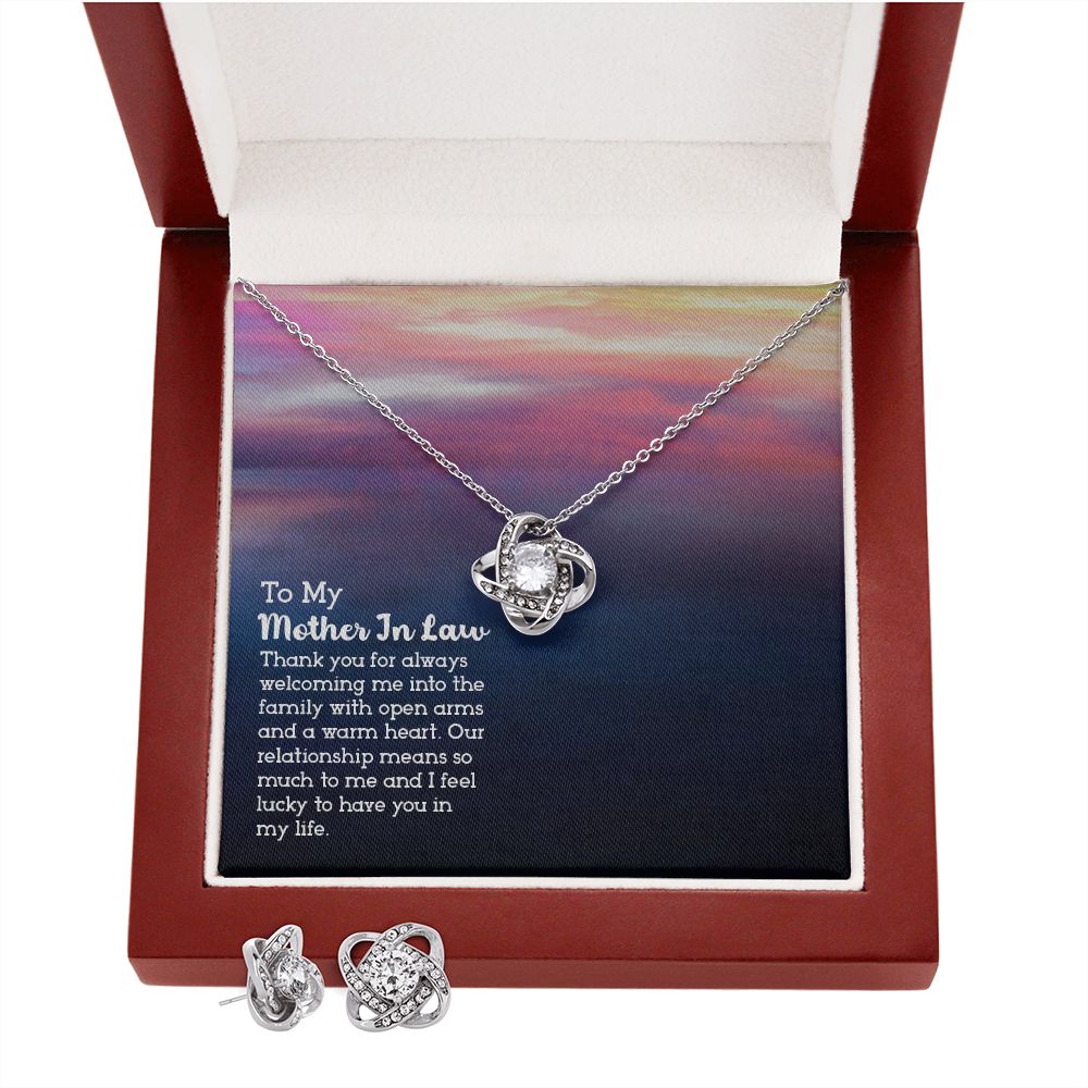 To My Mother in law Love Knot Earring & Necklace Set