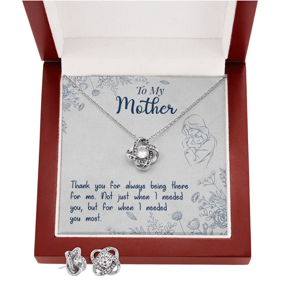 To My Mon if there ever comes a day where we cant be together Love Knot Earring & Necklace Set