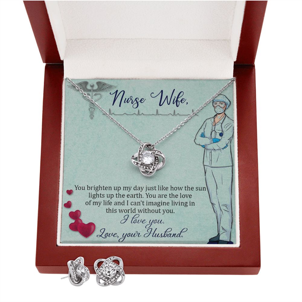 To my nurse wife Love Knot Earring & Necklace Set