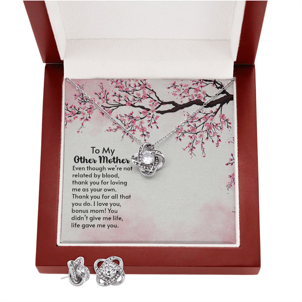 To My Other Mother Love Knot Earring & Necklace Set