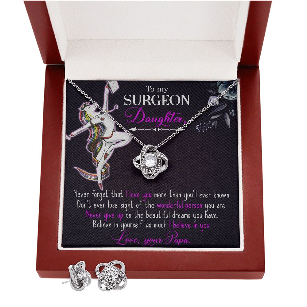 To my surgeon daughter Love Knot Earring & Necklace Set