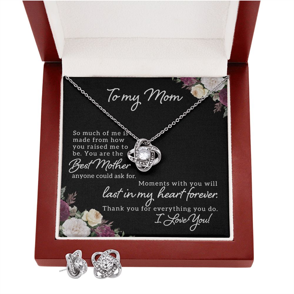 To My Mom-So much of me Love Knot Earring & Necklace Set