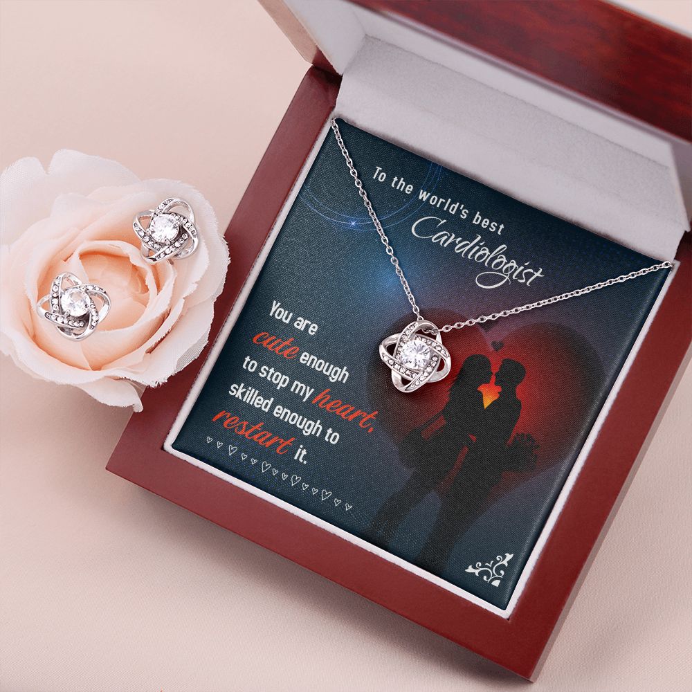 To The world's Best Cardiologist Love Knot Earring & Necklace Set