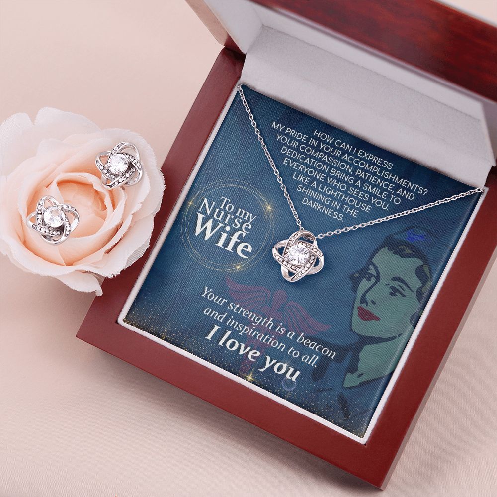 To My Nurse Wife, How Can I Express Love Knot Earring & Necklace Set