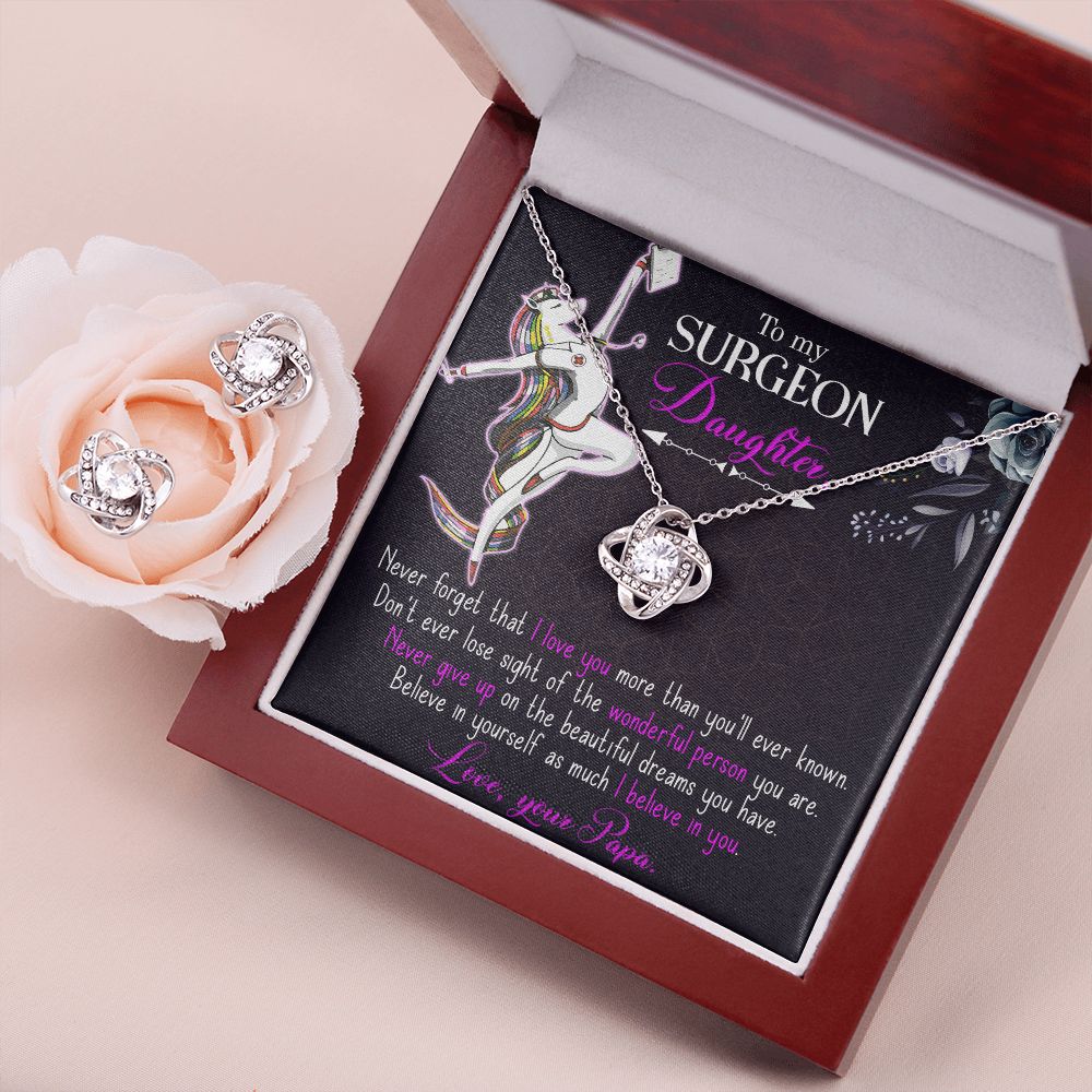 To my surgeon daughter Love Knot Earring & Necklace Set