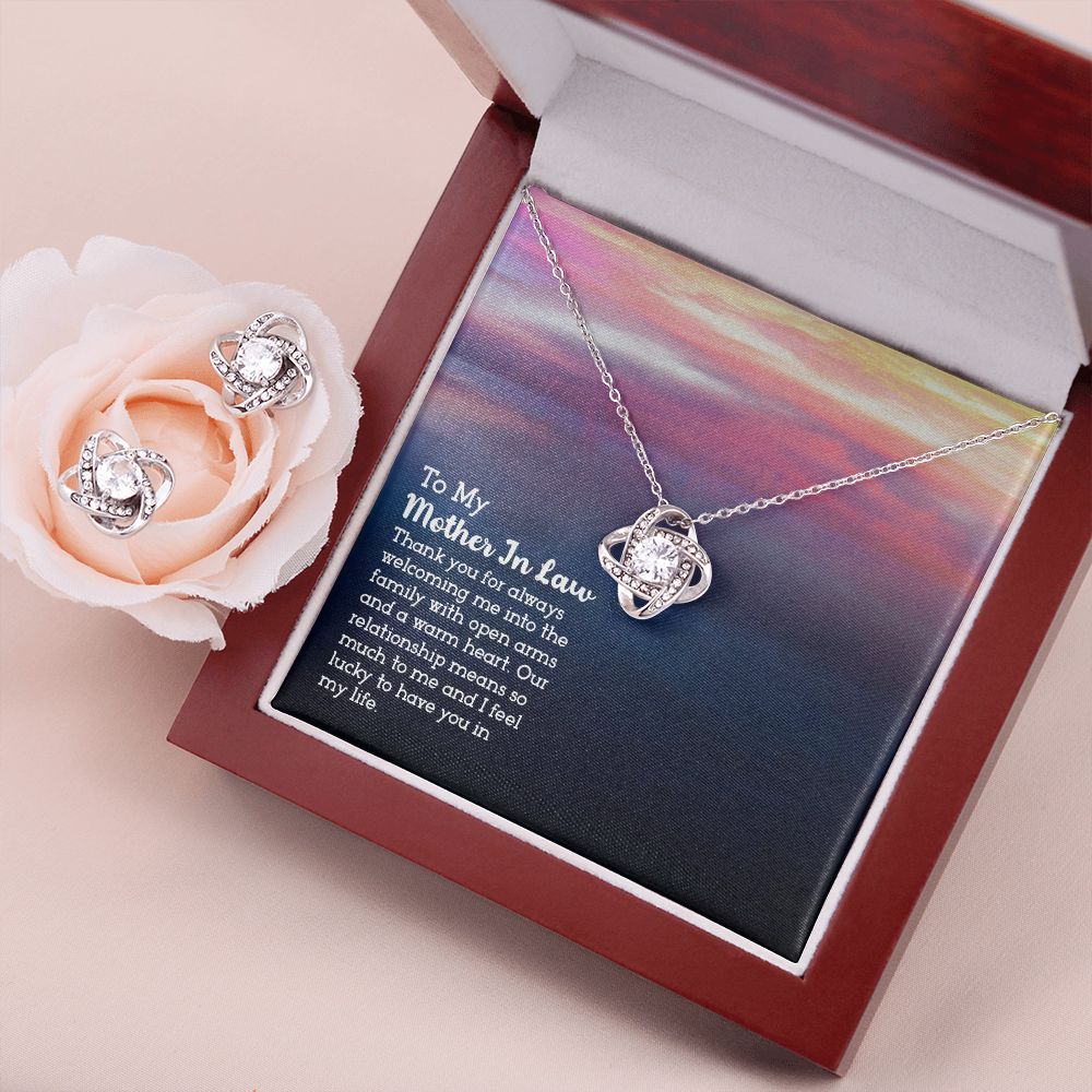 To My Mother in law Love Knot Earring & Necklace Set