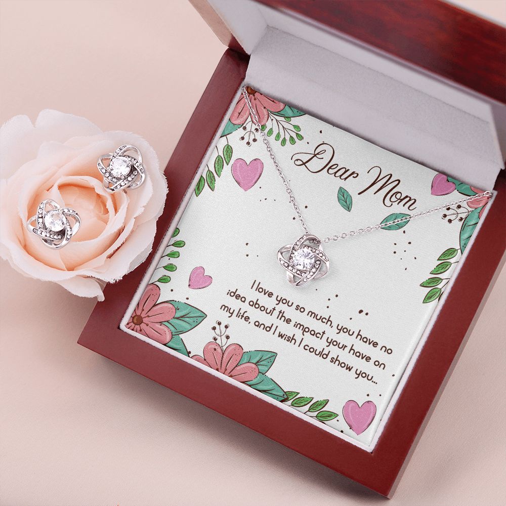 Dear Mom I love you so much Love Knot Earring & Necklace Set