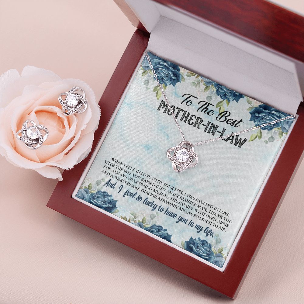 To The Best Mother in Law Love Knot Earring & Necklace Set