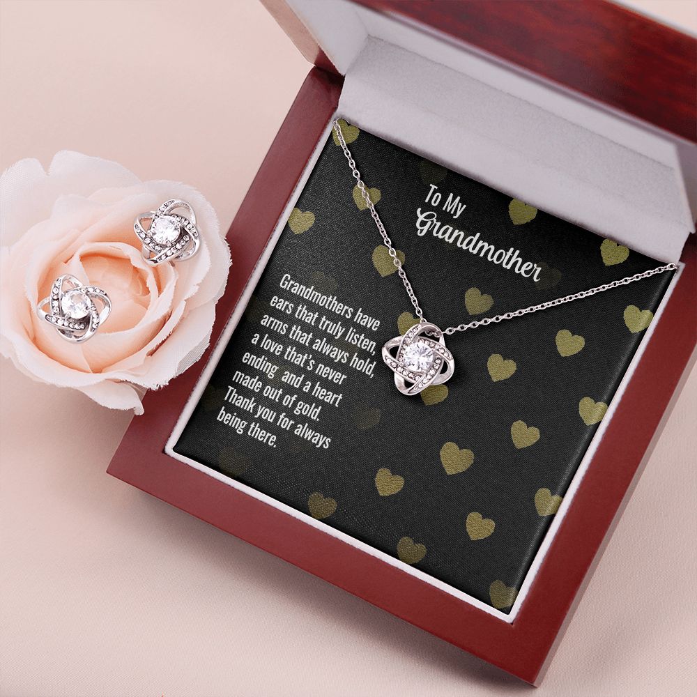 grandmother Love Knot Earring & Necklace Set