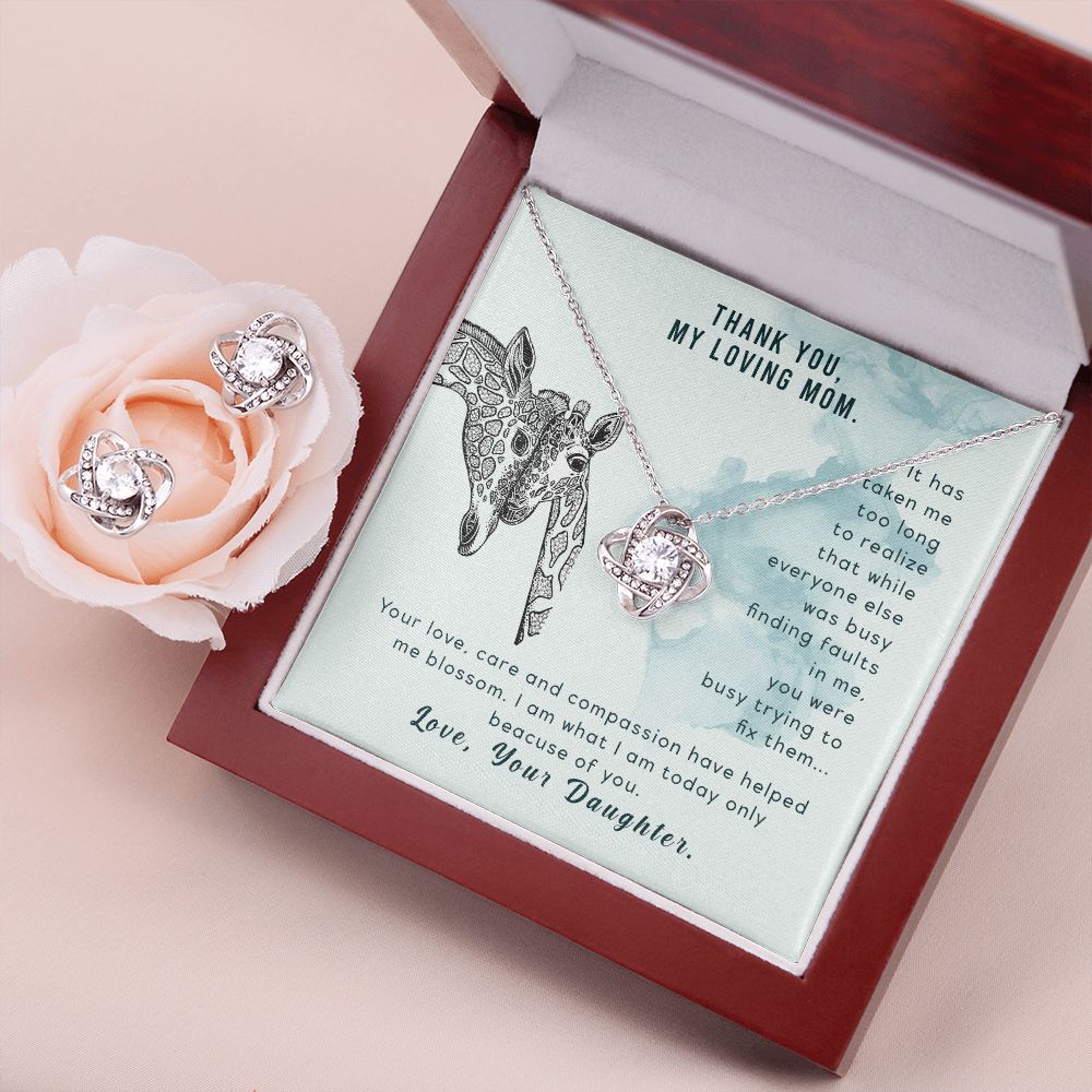 To my mom-It has taken me Love Knot Earring & Necklace Set