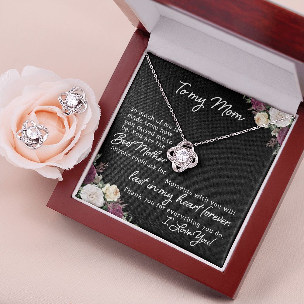 To My Mom-So much of me Love Knot Earring & Necklace Set