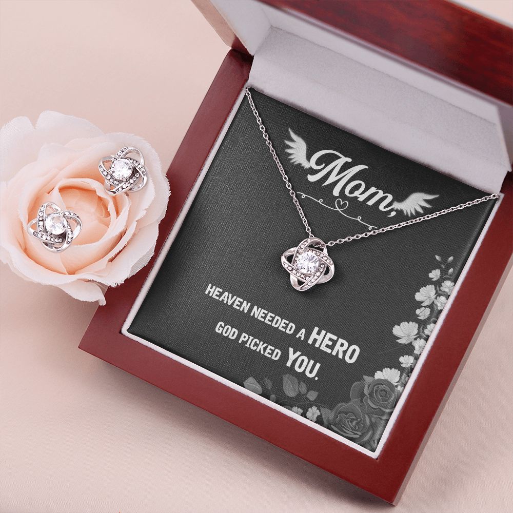 Heaven needed a hero Love Knot Earring & Necklace Set