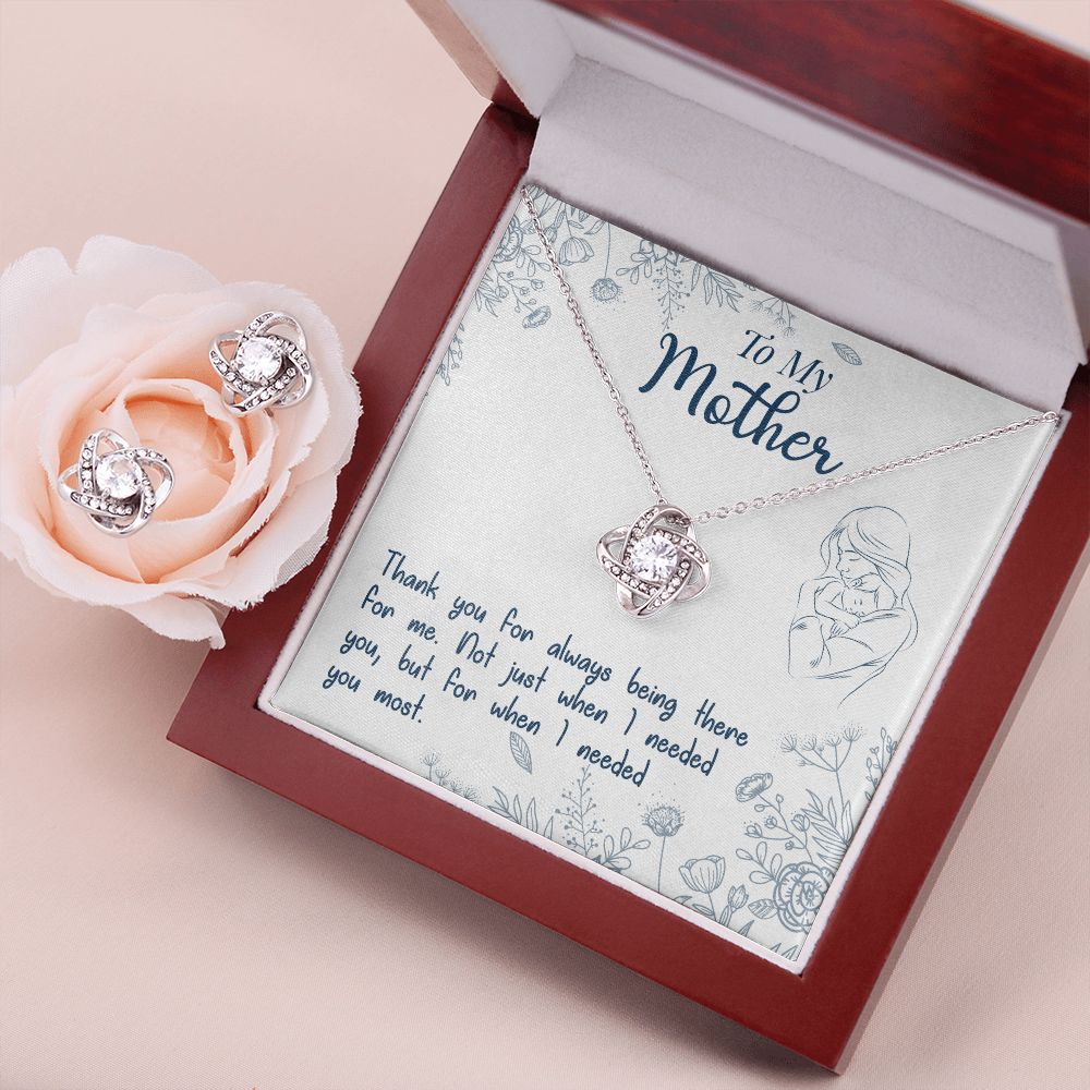 To My Mon if there ever comes a day where we cant be together Love Knot Earring & Necklace Set