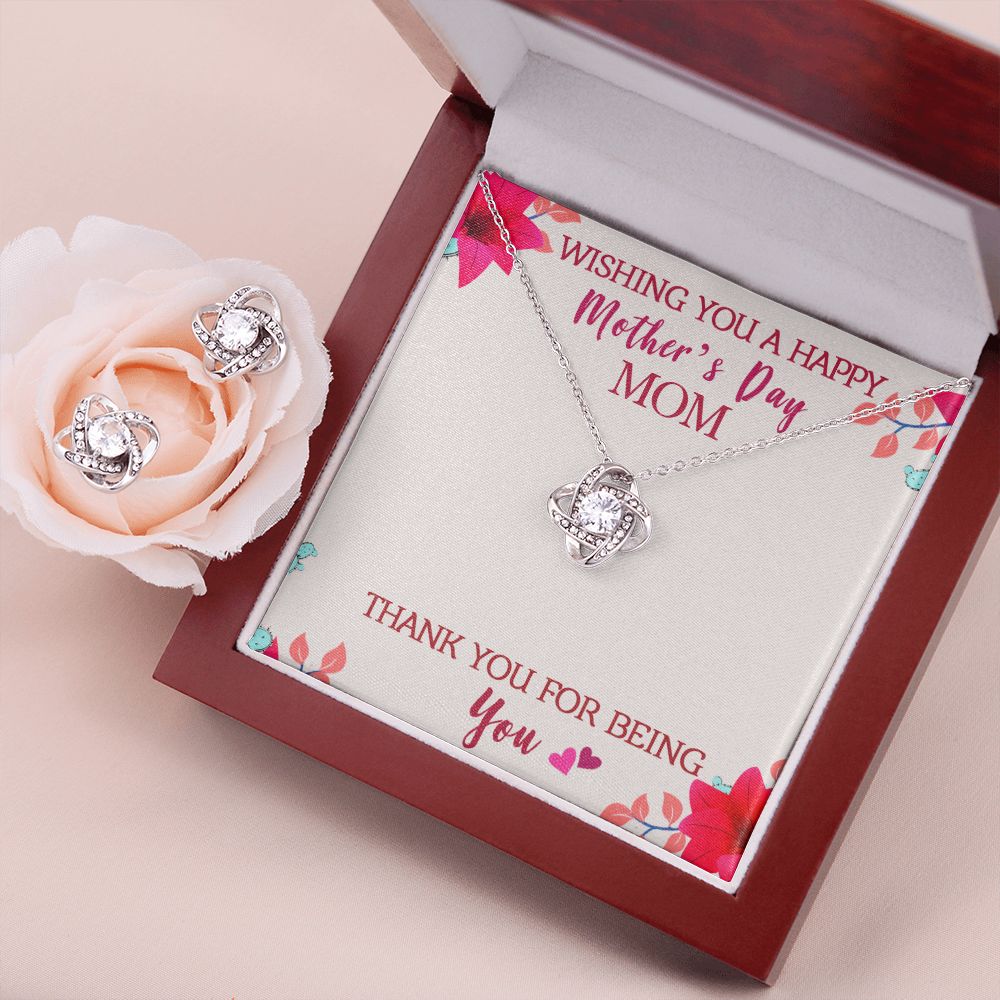 Wishing you a happy Mothers day Mom Love Knot Earring & Necklace Set