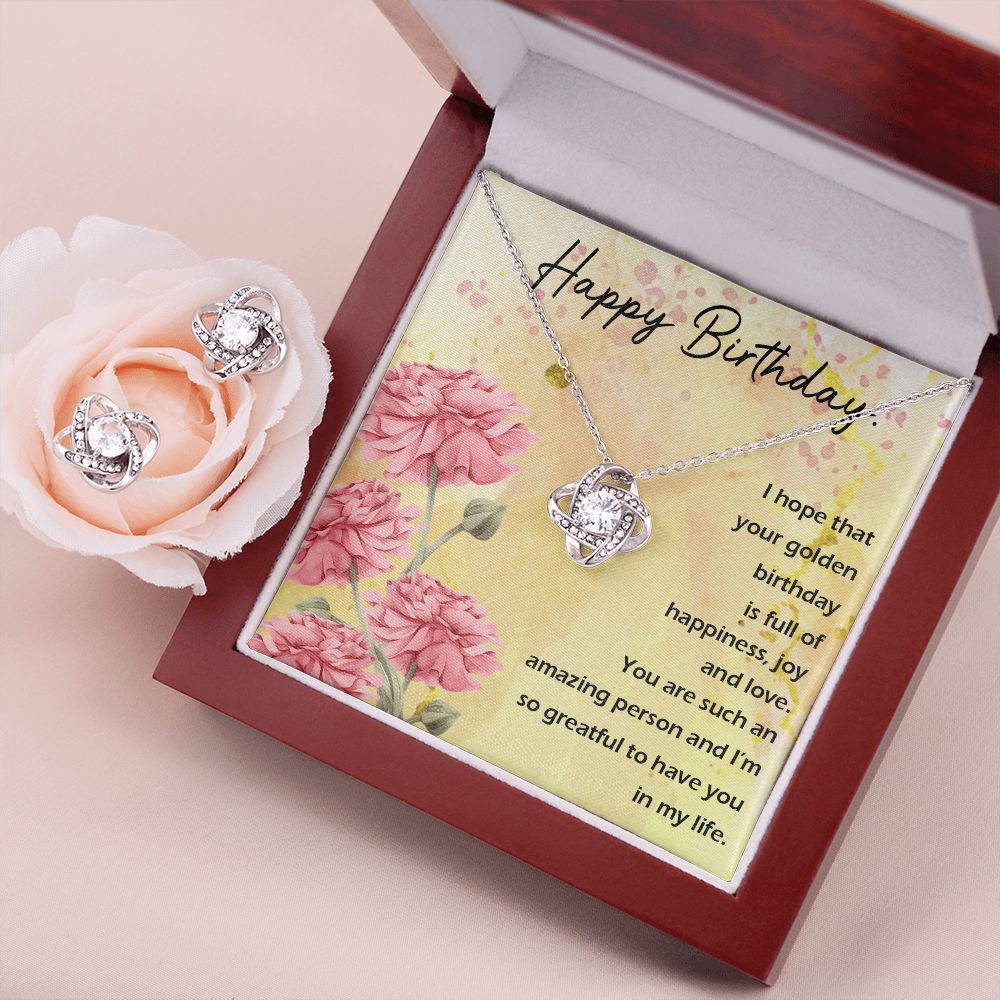 Birthday woman Love Knot Earring & Necklace Set
