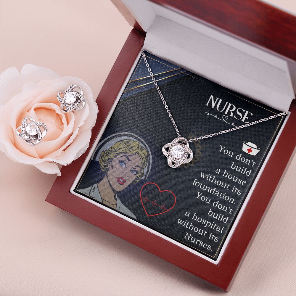 Nurse Love Knot Earring & Necklace Set