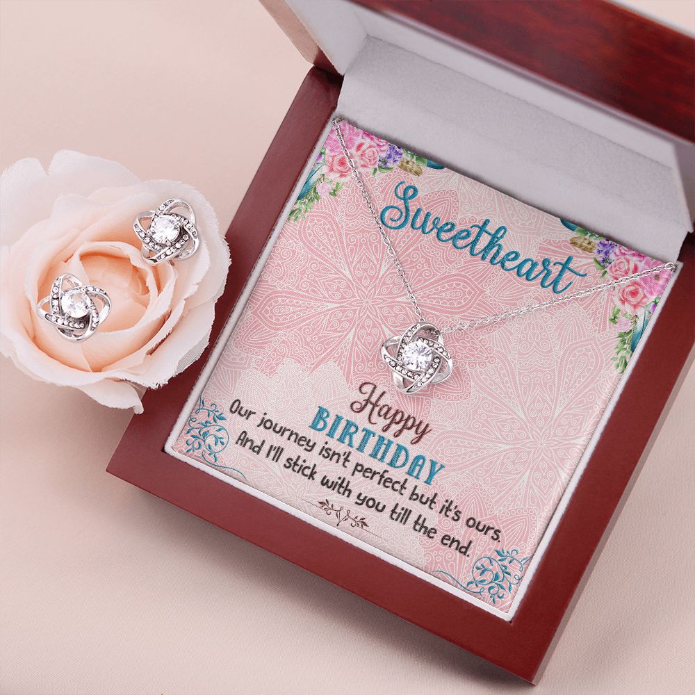 SweetHeart Happy Birthday boho chick Love Knot Earring & Necklace Set