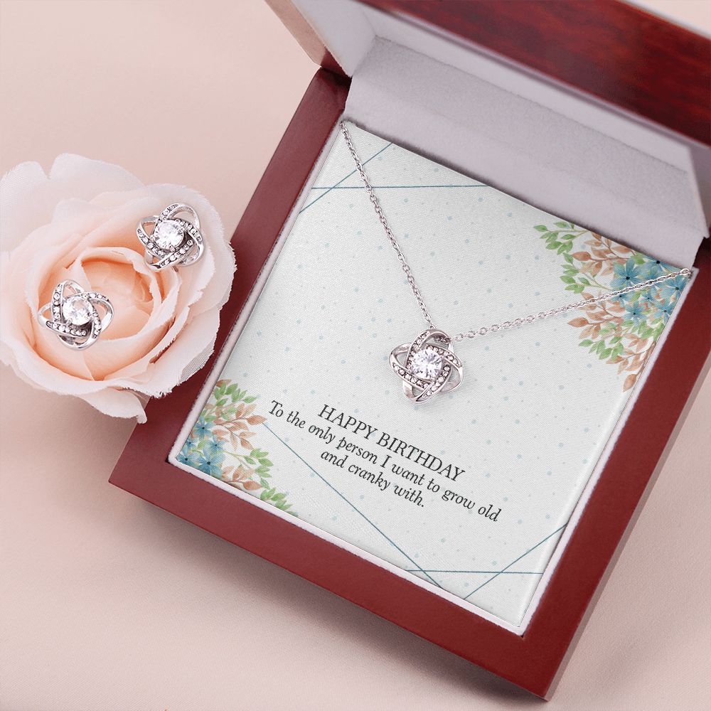 Happy birthday-01 Love Knot Earring & Necklace Set