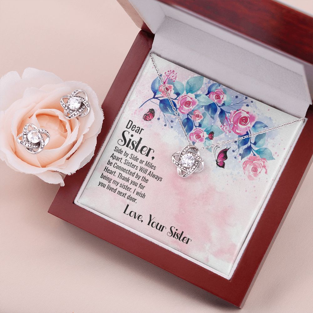 dear sister Love Knot Earring & Necklace Set