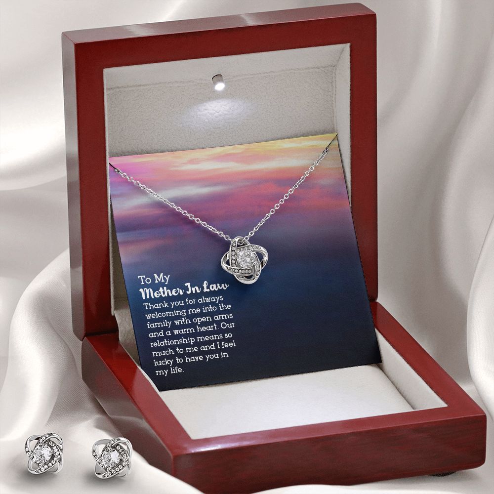 To My Mother in law Love Knot Earring & Necklace Set