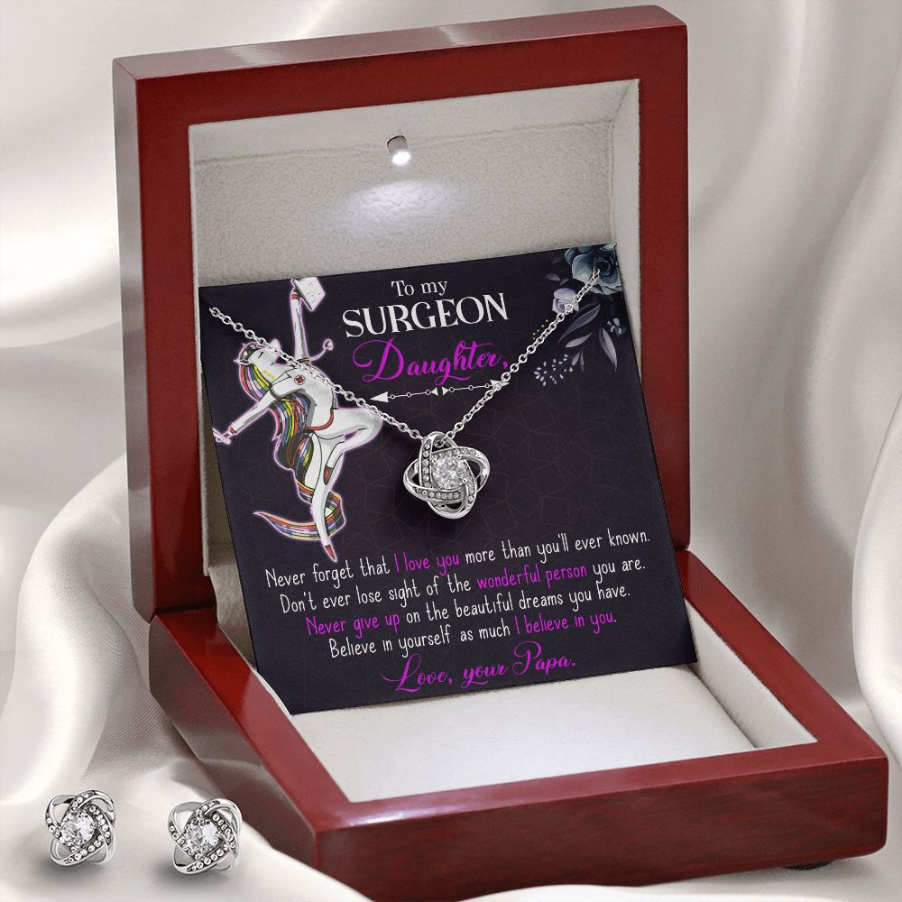 To my surgeon daughter Love Knot Earring & Necklace Set