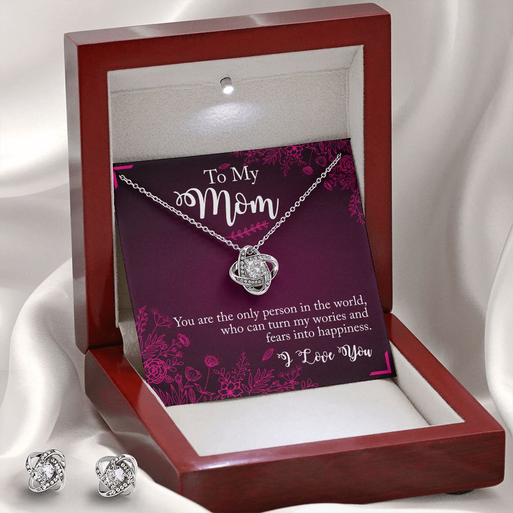 To My Mom you are the person Love Knot Earring & Necklace Set