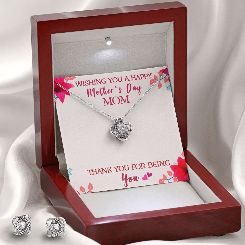 Wishing you a happy Mothers day Mom Love Knot Earring & Necklace Set