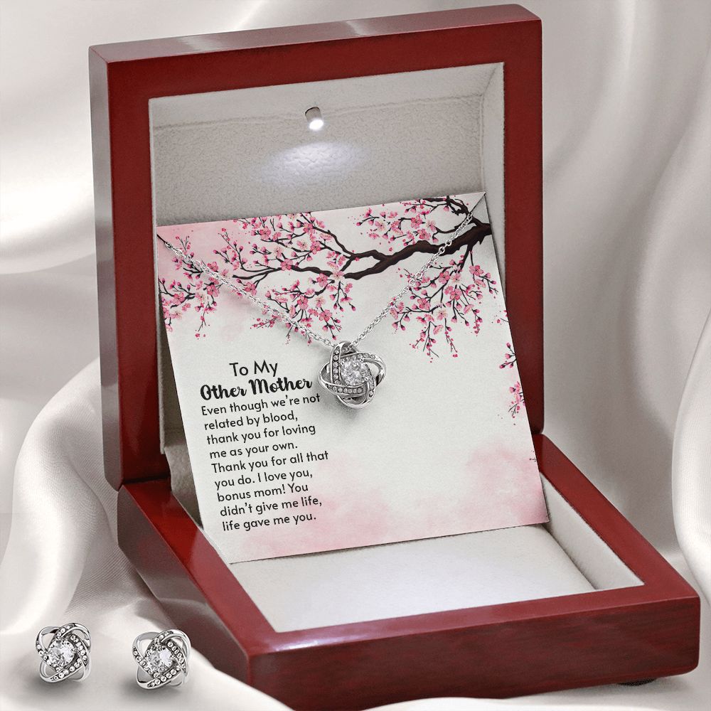 To My Other Mother Love Knot Earring & Necklace Set