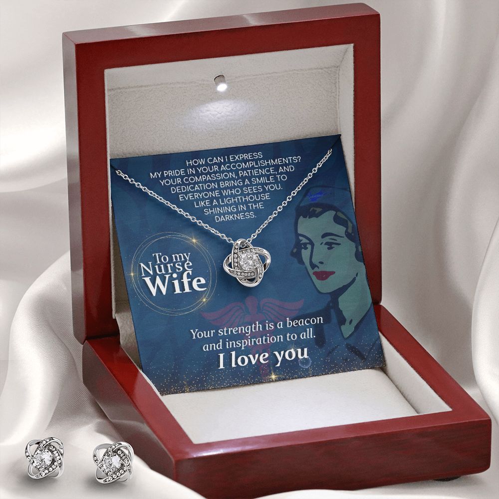 To My Nurse Wife, How Can I Express Love Knot Earring & Necklace Set