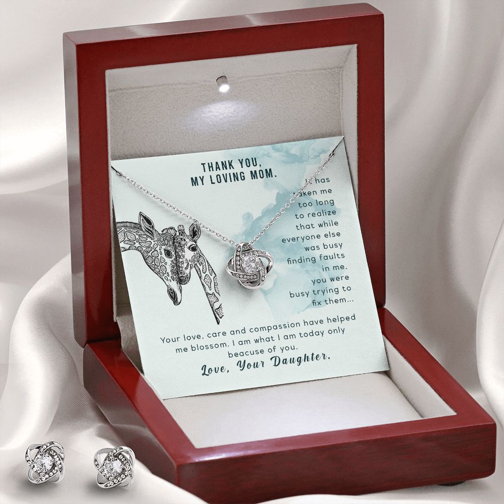 To my mom-It has taken me Love Knot Earring & Necklace Set