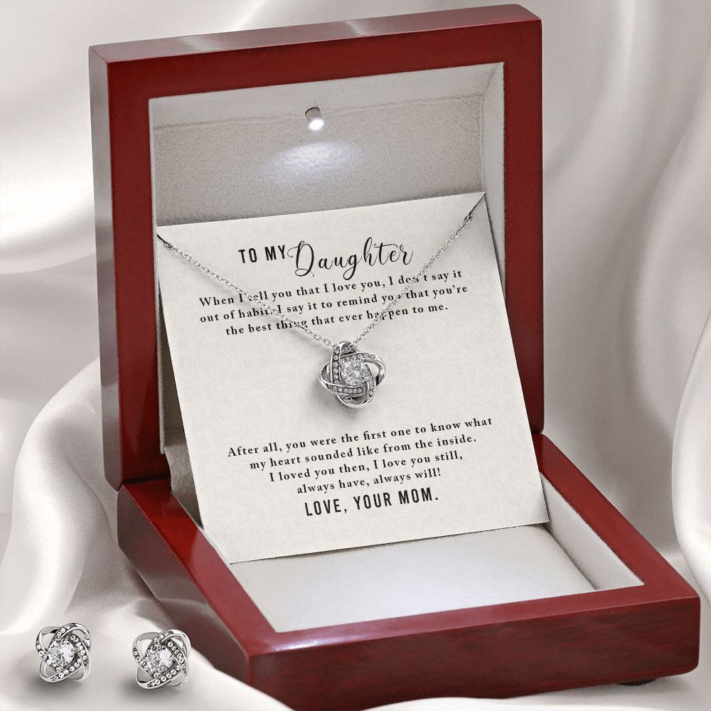 To My Daughter-From Mom Love Knot Earring & Necklace Set