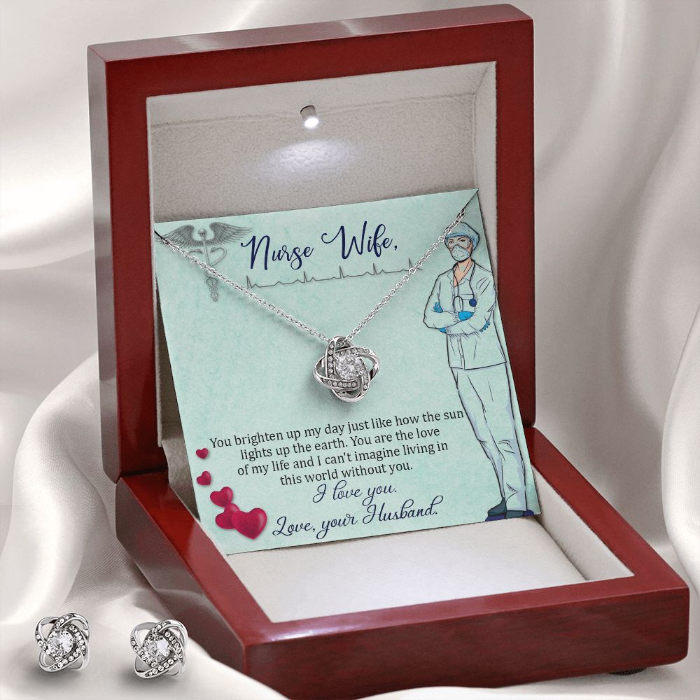 To my nurse wife Love Knot Earring & Necklace Set