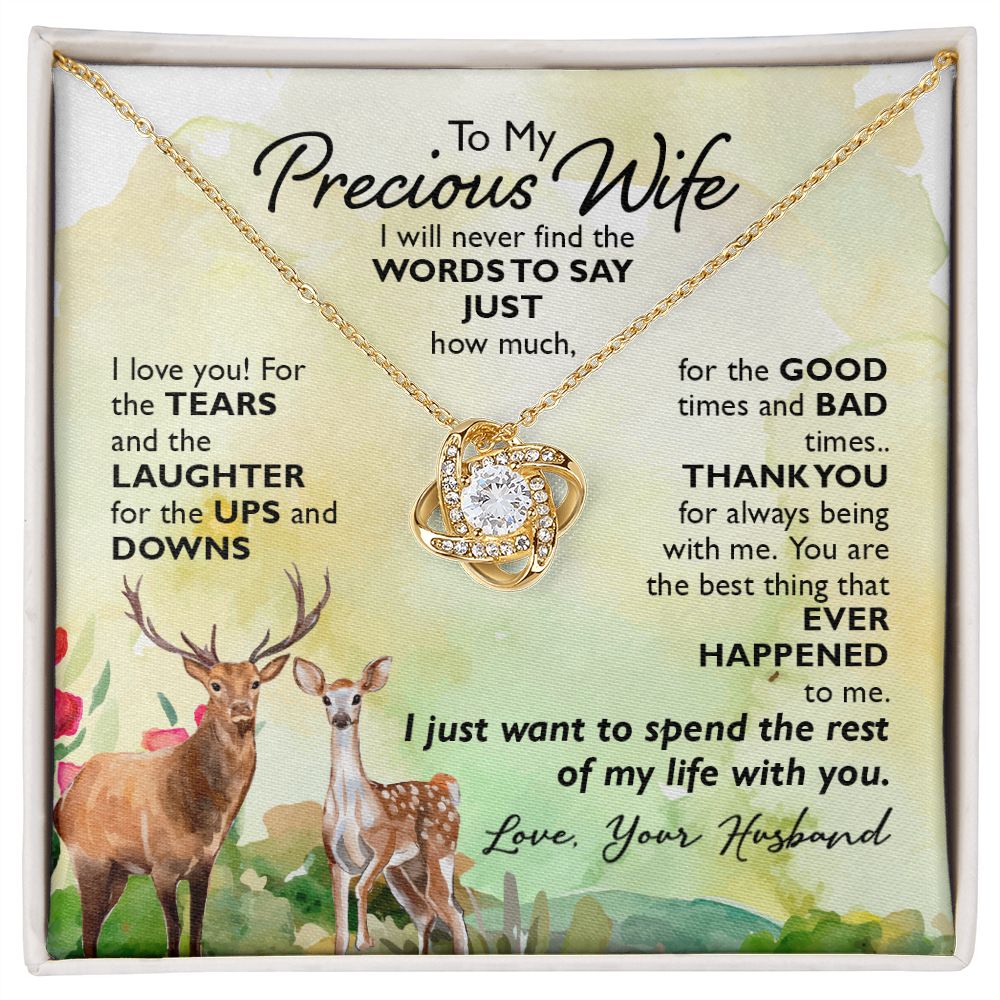To My Precious Wife I will never find the words to say just how much I Love You Knot Necklace gift set