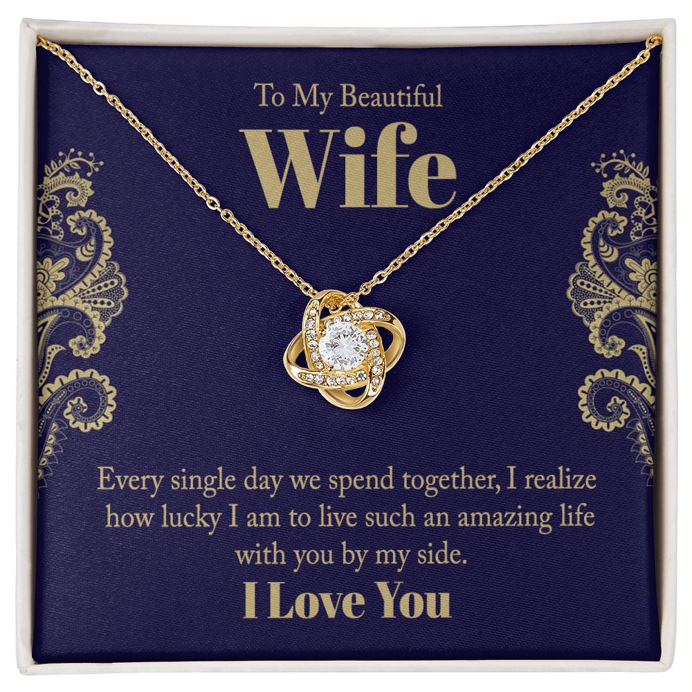 To My Wife, beautiful Love Knot Necklace. Valentine's Day Jewelry