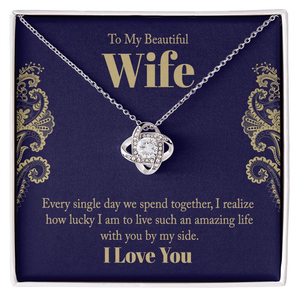To My Wife, beautiful Love Knot Necklace. Valentine's Day Jewelry